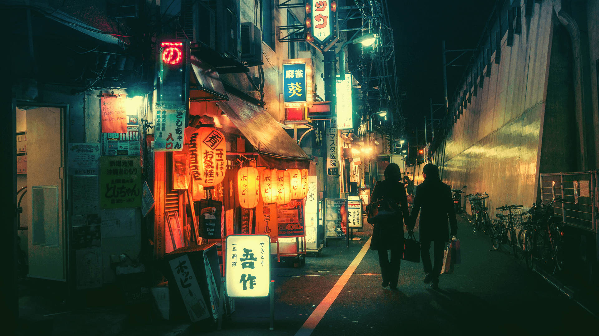 일본 감성 거리, 흐릿한 빛 배경화면