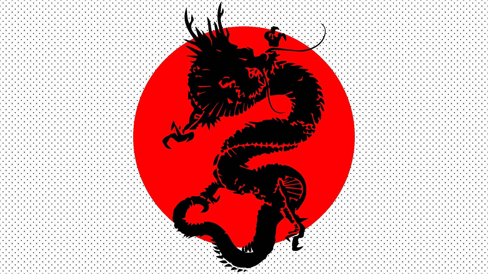 일본 국기에 그려진 일본 용 예술 배경화면