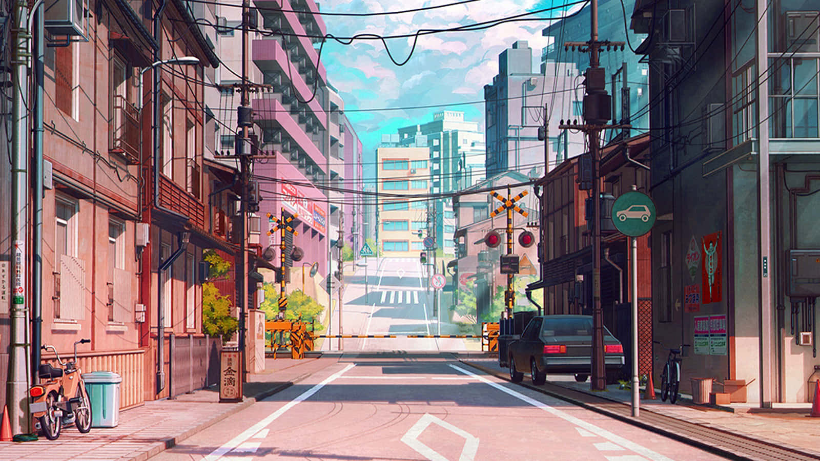 일본 애니메이션 도시 거리 — 애니메이션 도시 배경화면