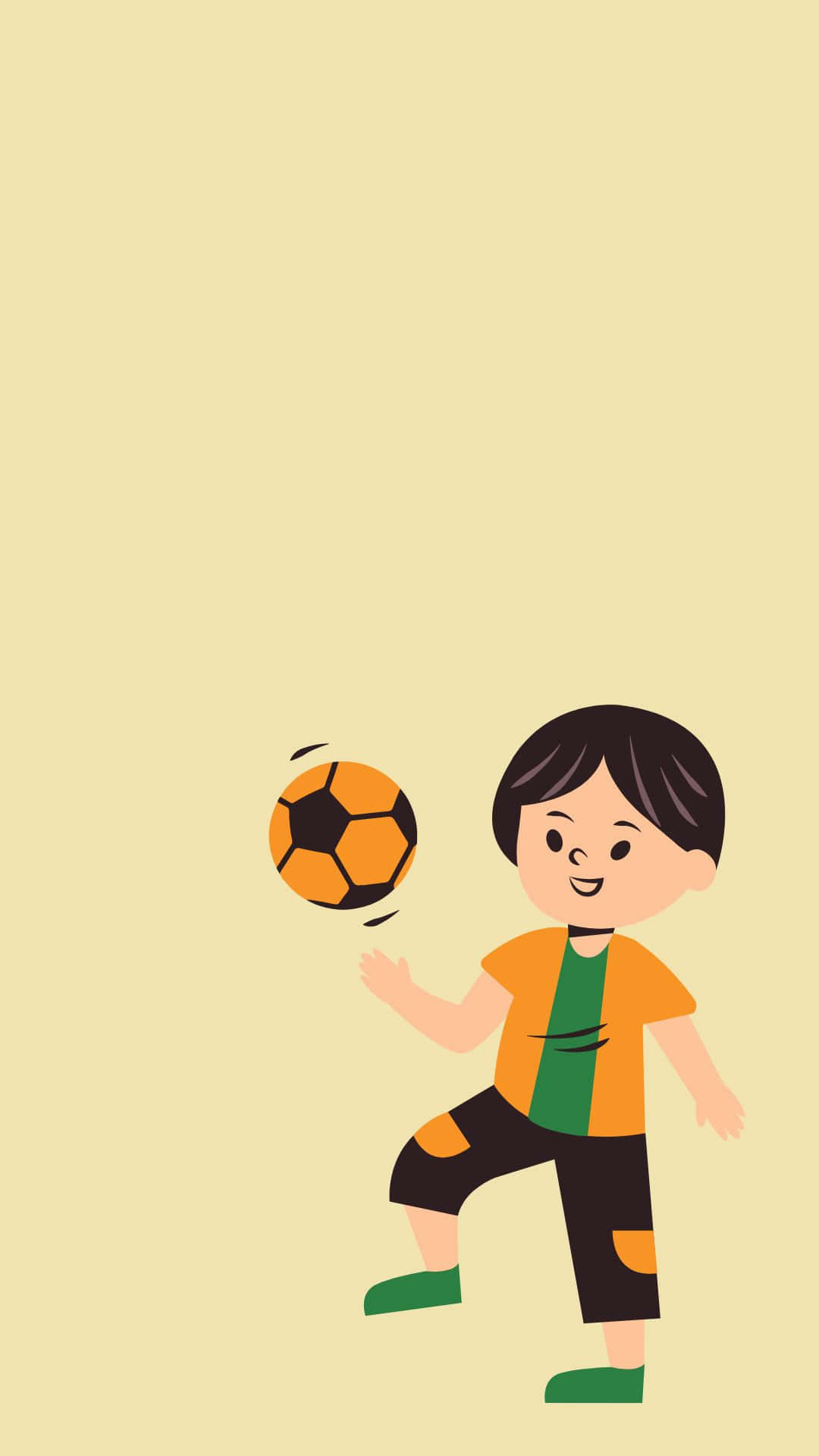 잘생긴 소년 만화가 축구공을 차는 모습 배경화면