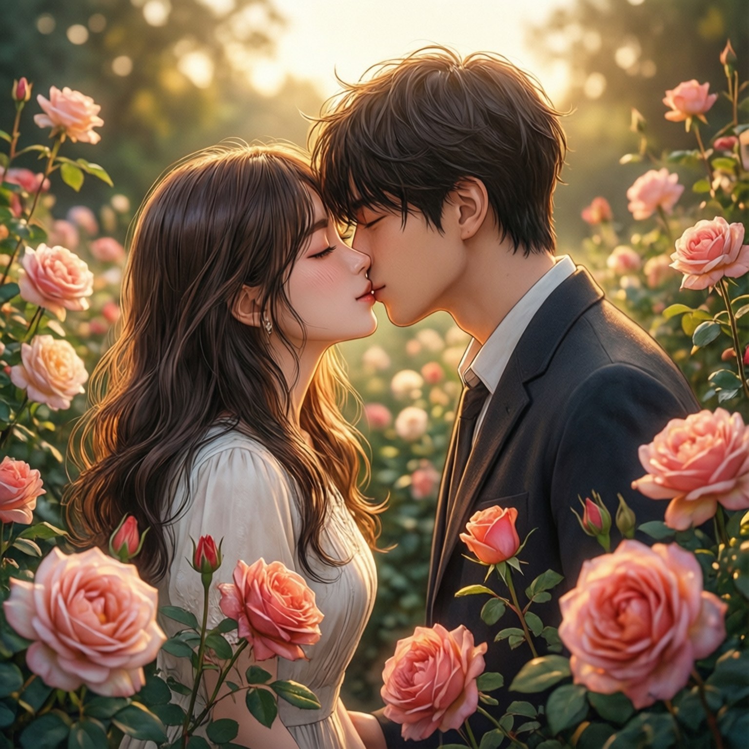 정원 이마 키스 배경화면