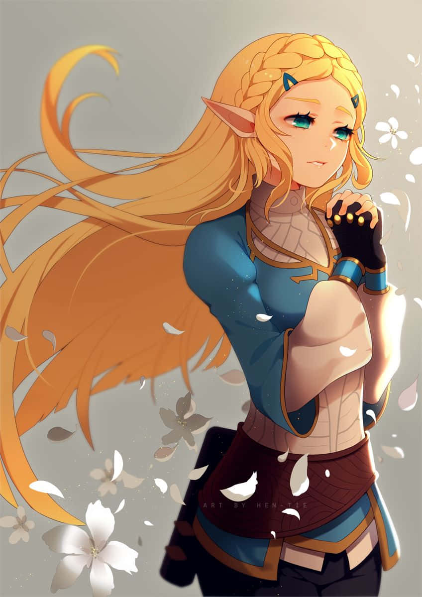 젤다 공주 BOTW 팬아트 꽃 그림 배경화면