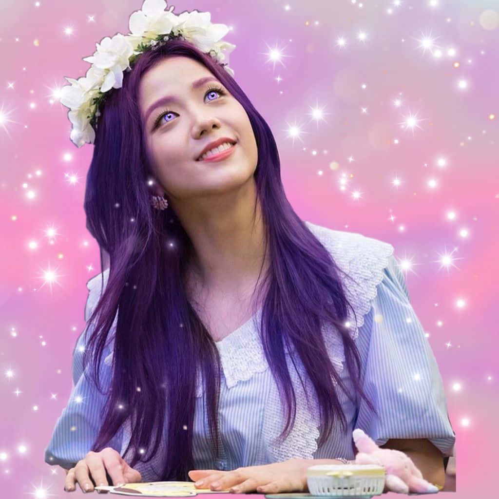 지수 블랙핑크 보라색 눈과 머리 — 블랙핑크 배경화면