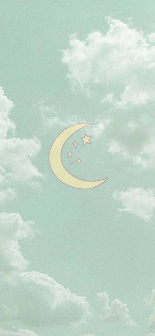 초승달 하늘 민트 그린 아이폰 배경화면