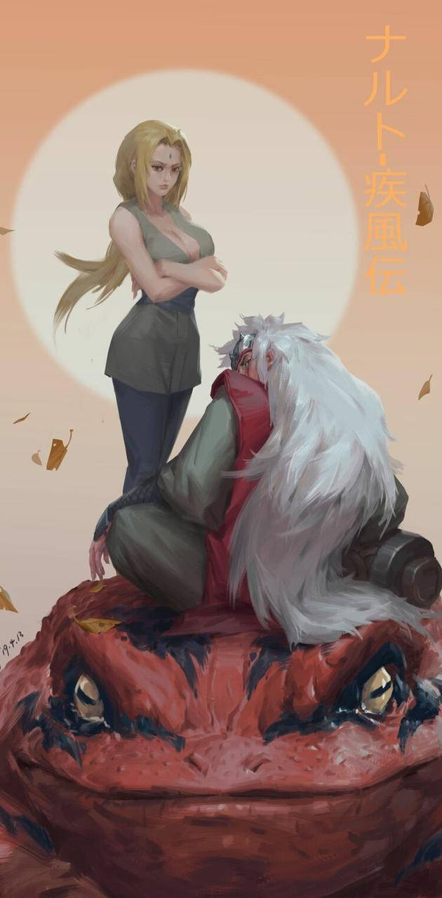 츠나데, 지라이야, 가마분타 — 나루토 폰 GIF 배경화면