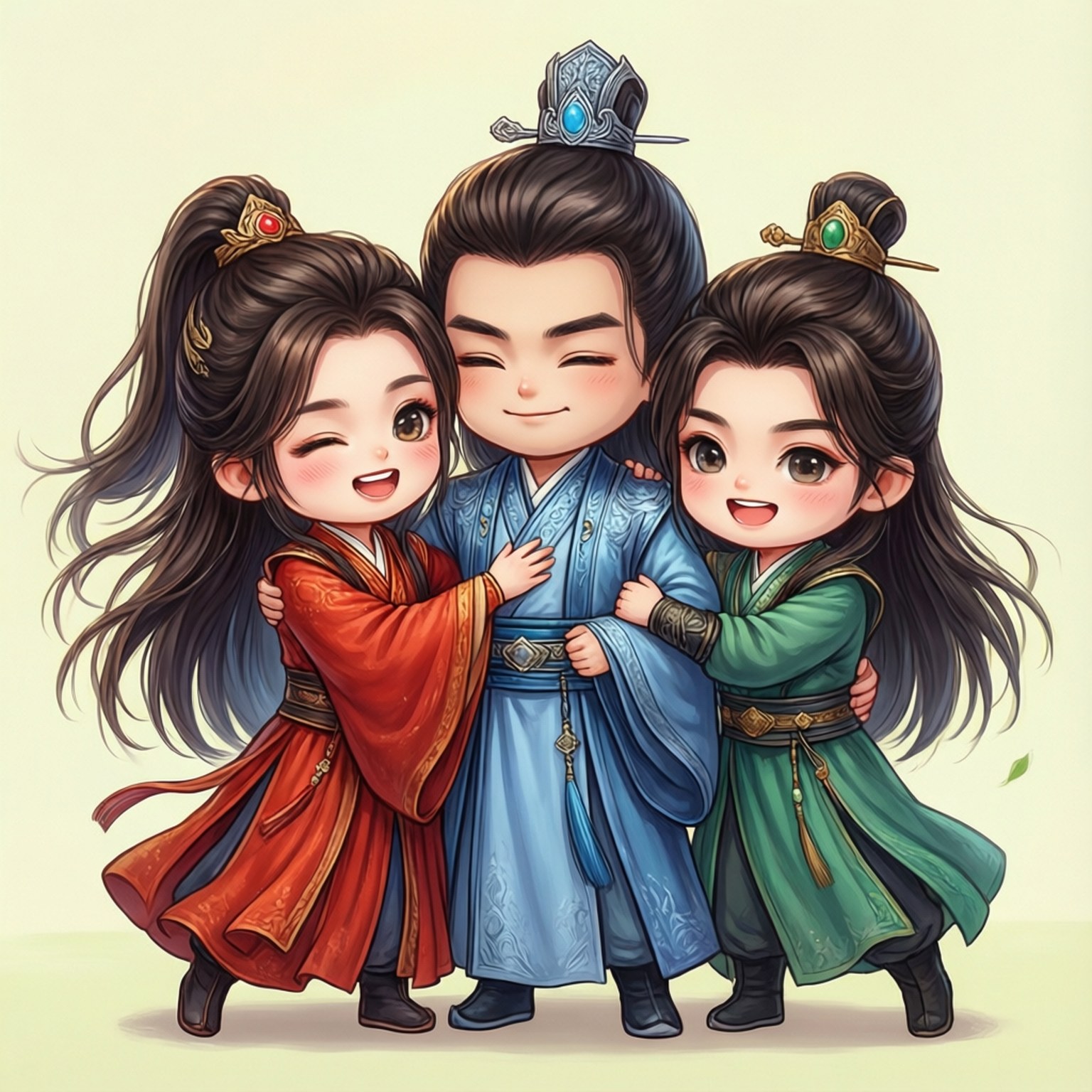 치비 친구들 포옹 배경화면