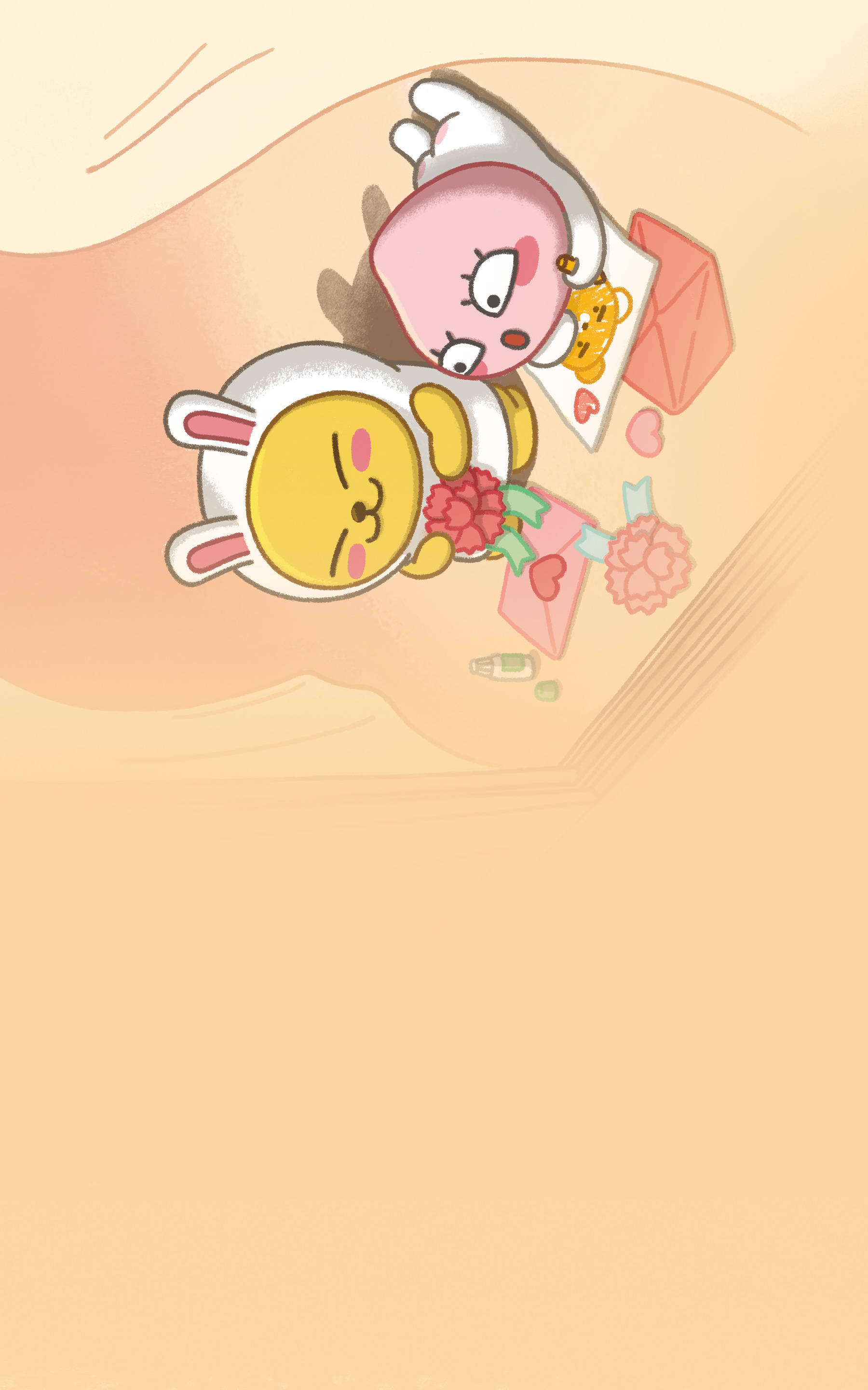 카카오프렌즈의 무지와 어피치, 화창한 날을 즐기다 배경화면