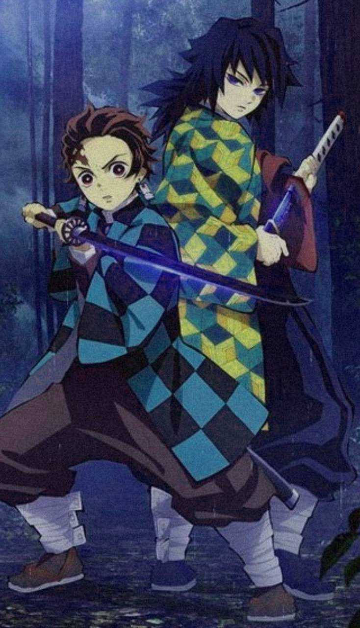 탄지로와 기유 데몬 슬레이어 아이폰 배경화면