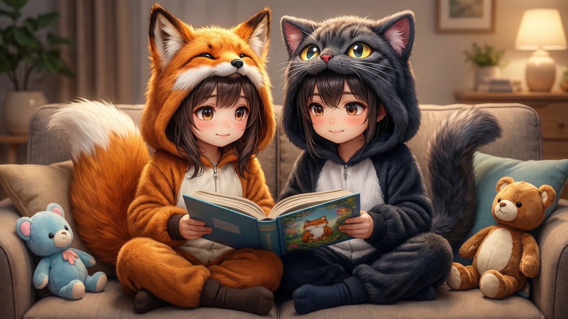 털복숭이 친구들의 독서 배경화면