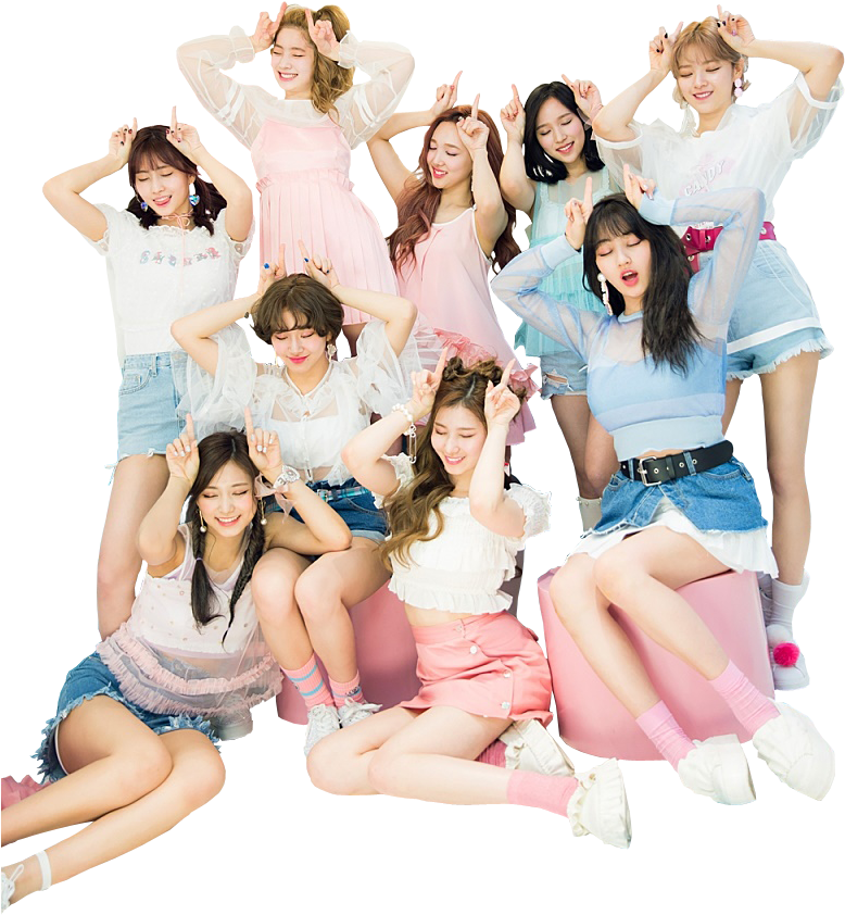 트와이스 케이팝 그룹 포즈 발랄한 의상 배경화면