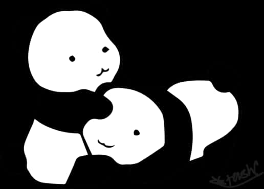 판다 친구들 흑백 배경화면