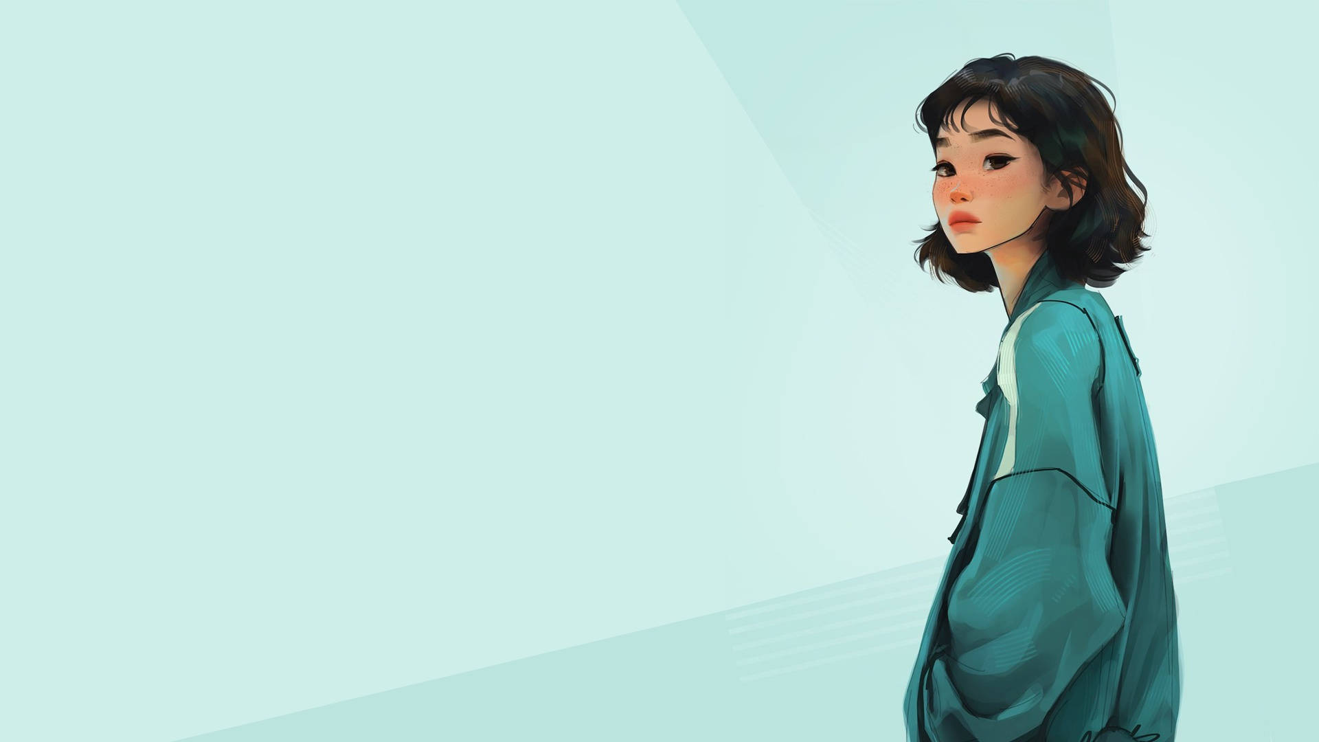 플레이어 067 오징어 게임 민트 그린 배경 배경화면