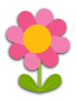 핑크 꽃 만화 일러스트