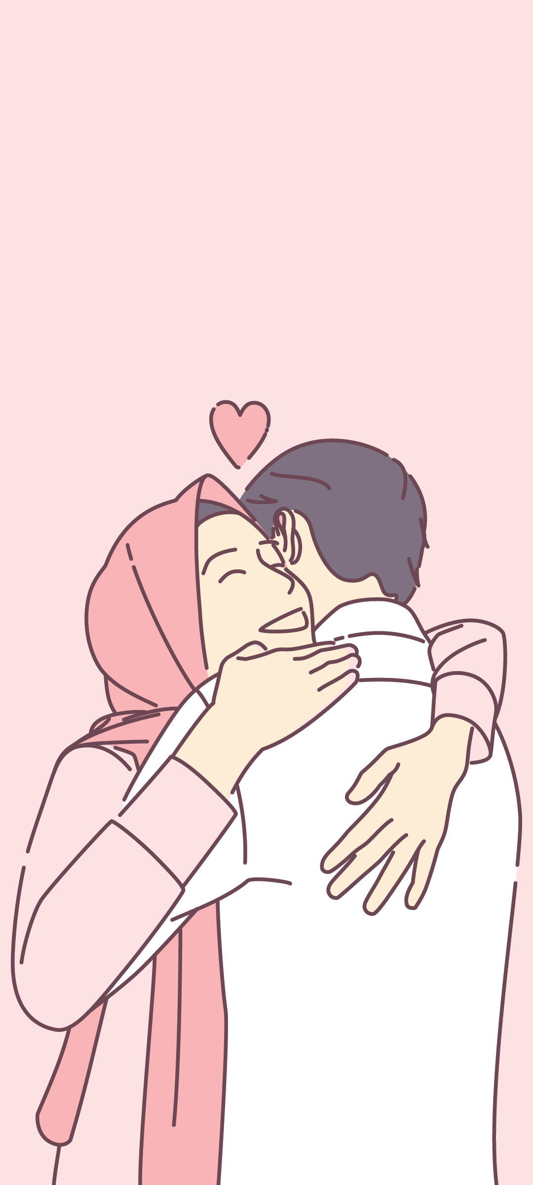 핑크 러브 만화 히잡 배경화면