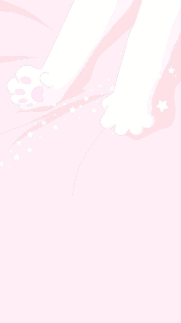 핑크 카와이 스트레칭 고양이 배경화면