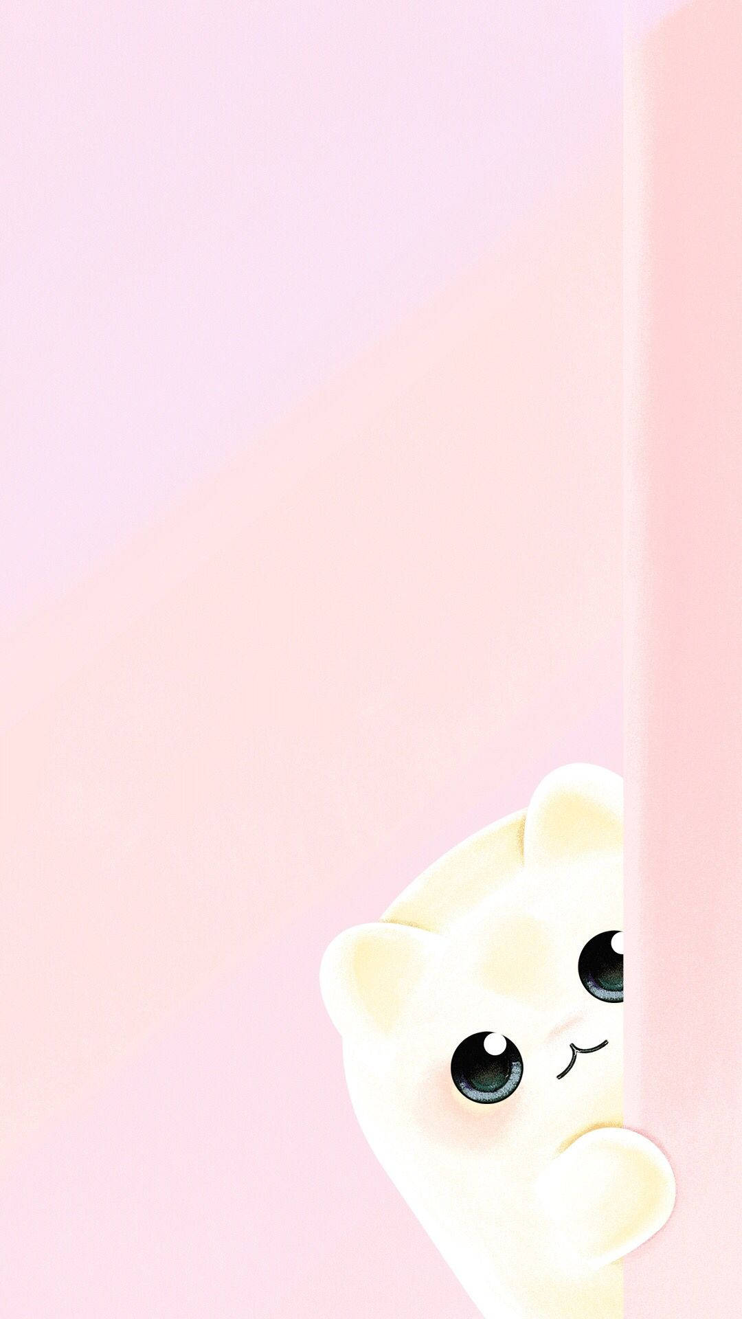 핑크 카와이 엿보는 고양이 배경화면