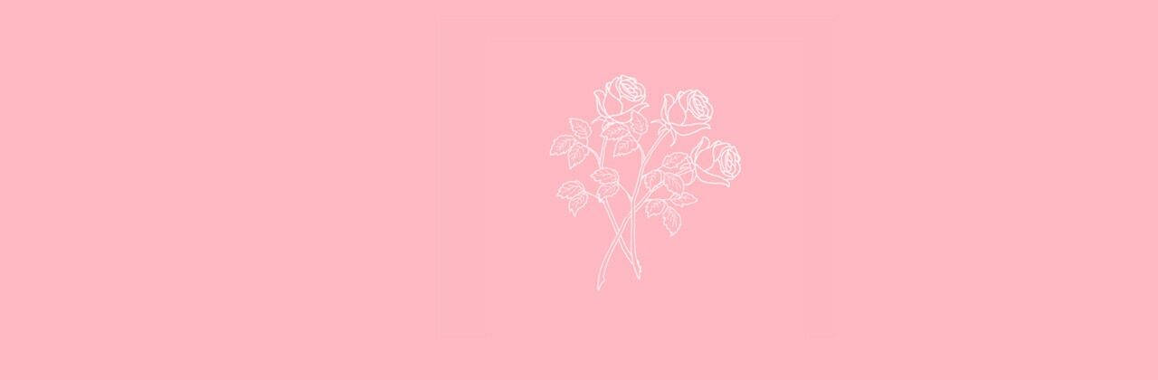 핑크색 라인 아트 장미 트위터 헤더 배경화면