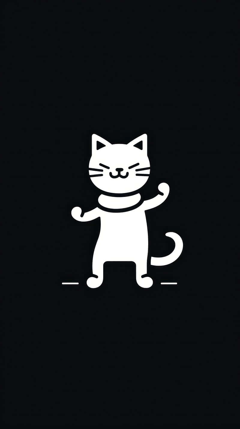 행복하게 춤추는 고양이 일러스트 배경화면