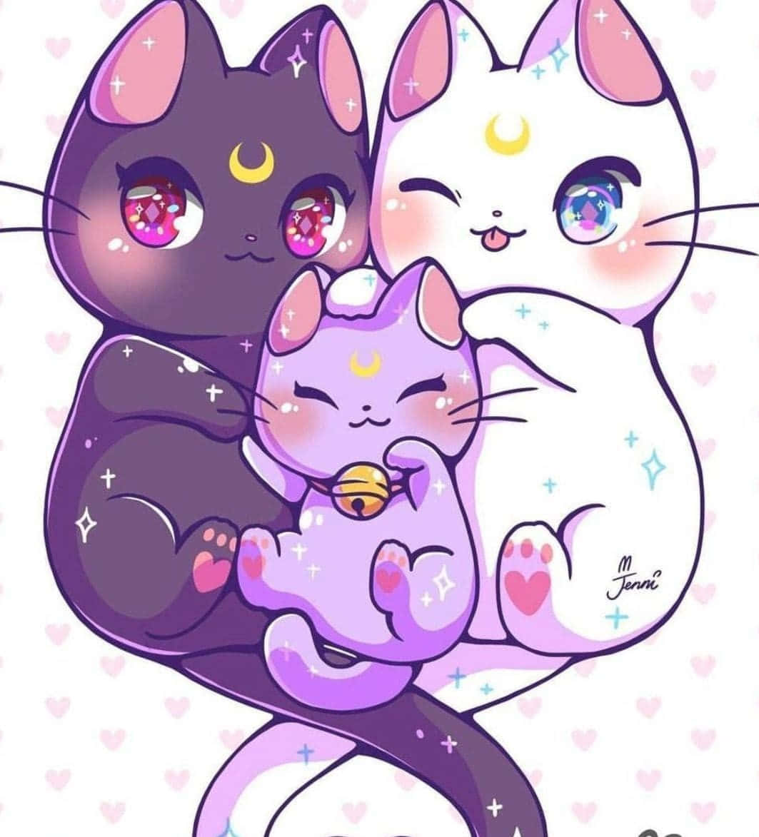 행복한 애니메이션 고양이 배경화면
