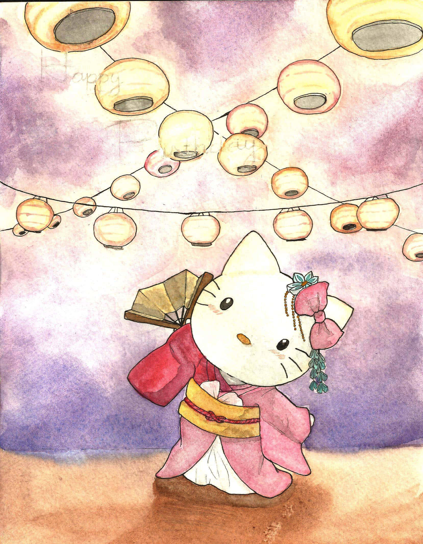 헬로키티 그림 산리오 프로필 배경화면