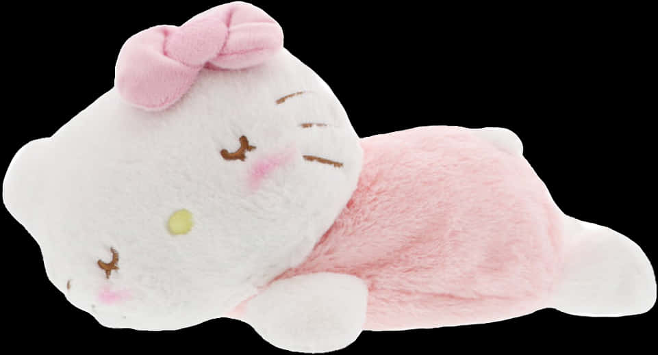 헬로키티 인형이 누워 있는 모습 배경화면