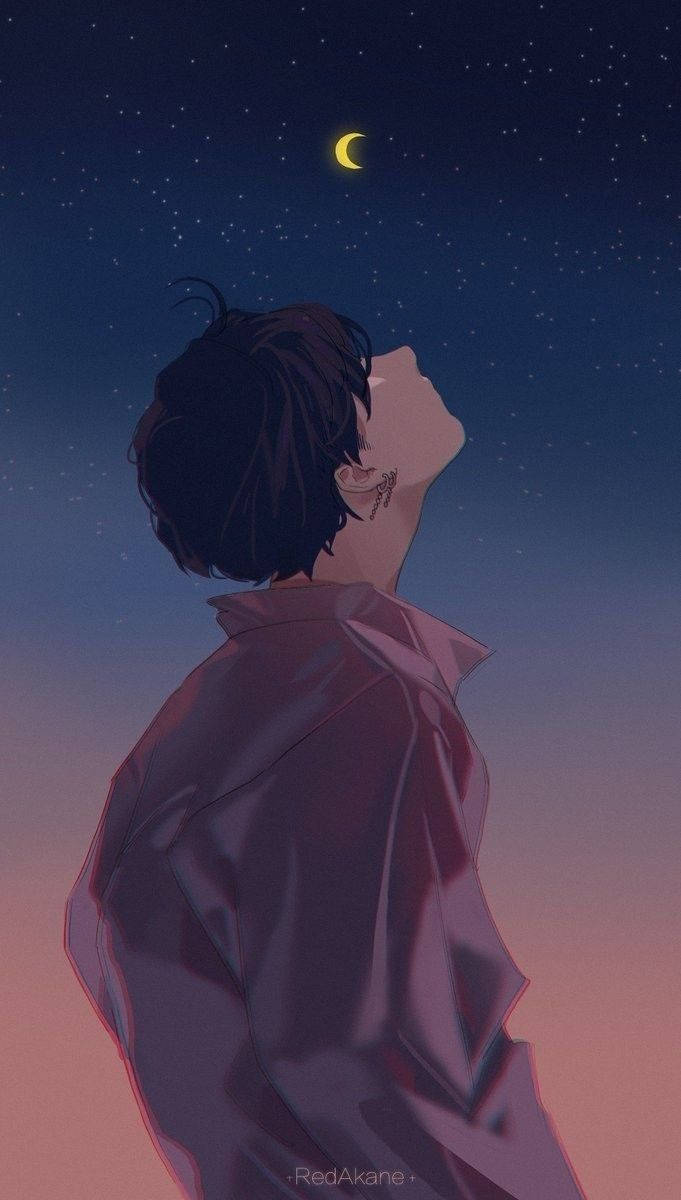 혼자 올려다보는 소년 애니메이션 배경화면