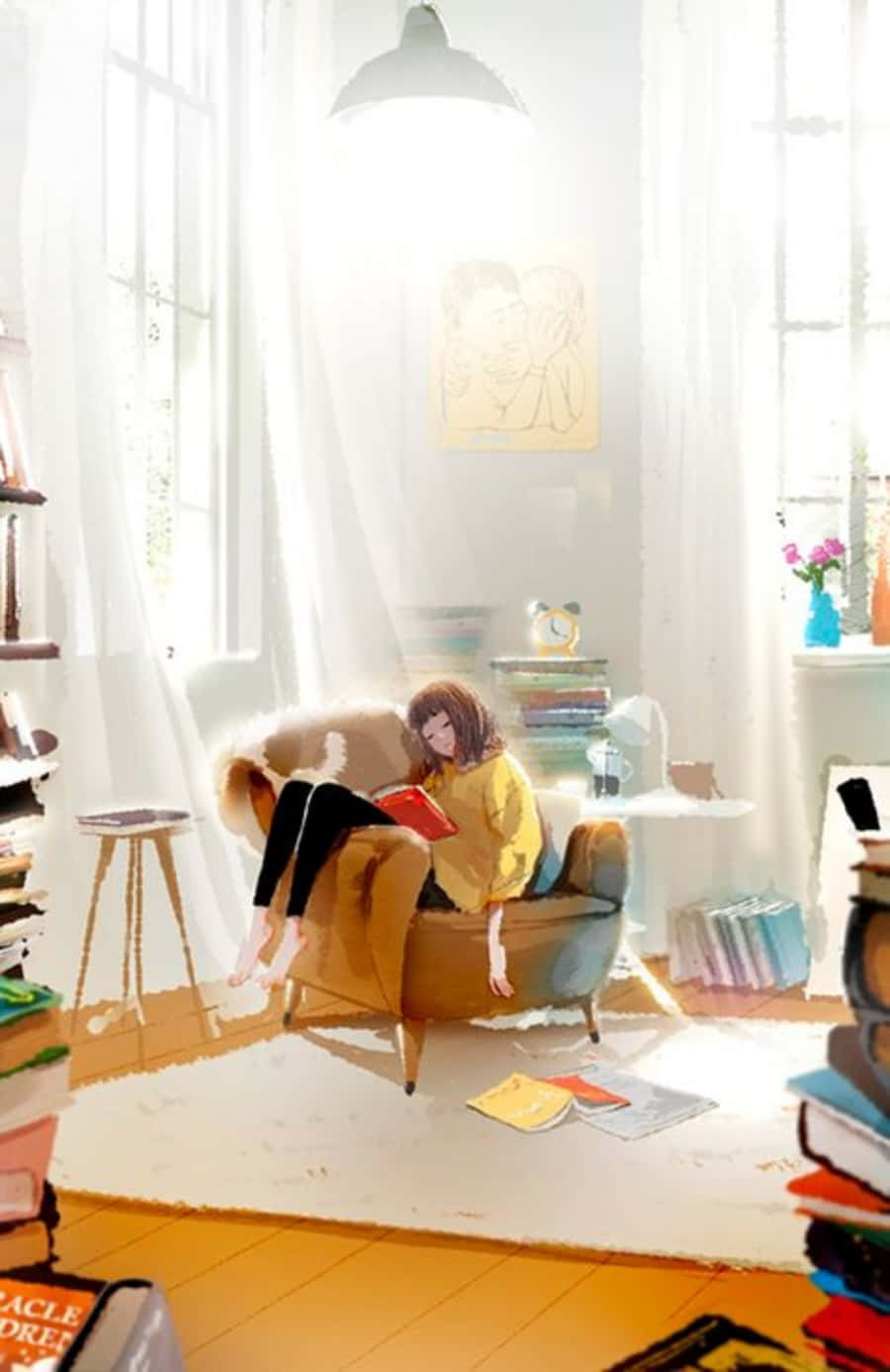 화려하고 영감을 주는 애니메이션 방, 최고의 팬을 위한 공간 배경화면