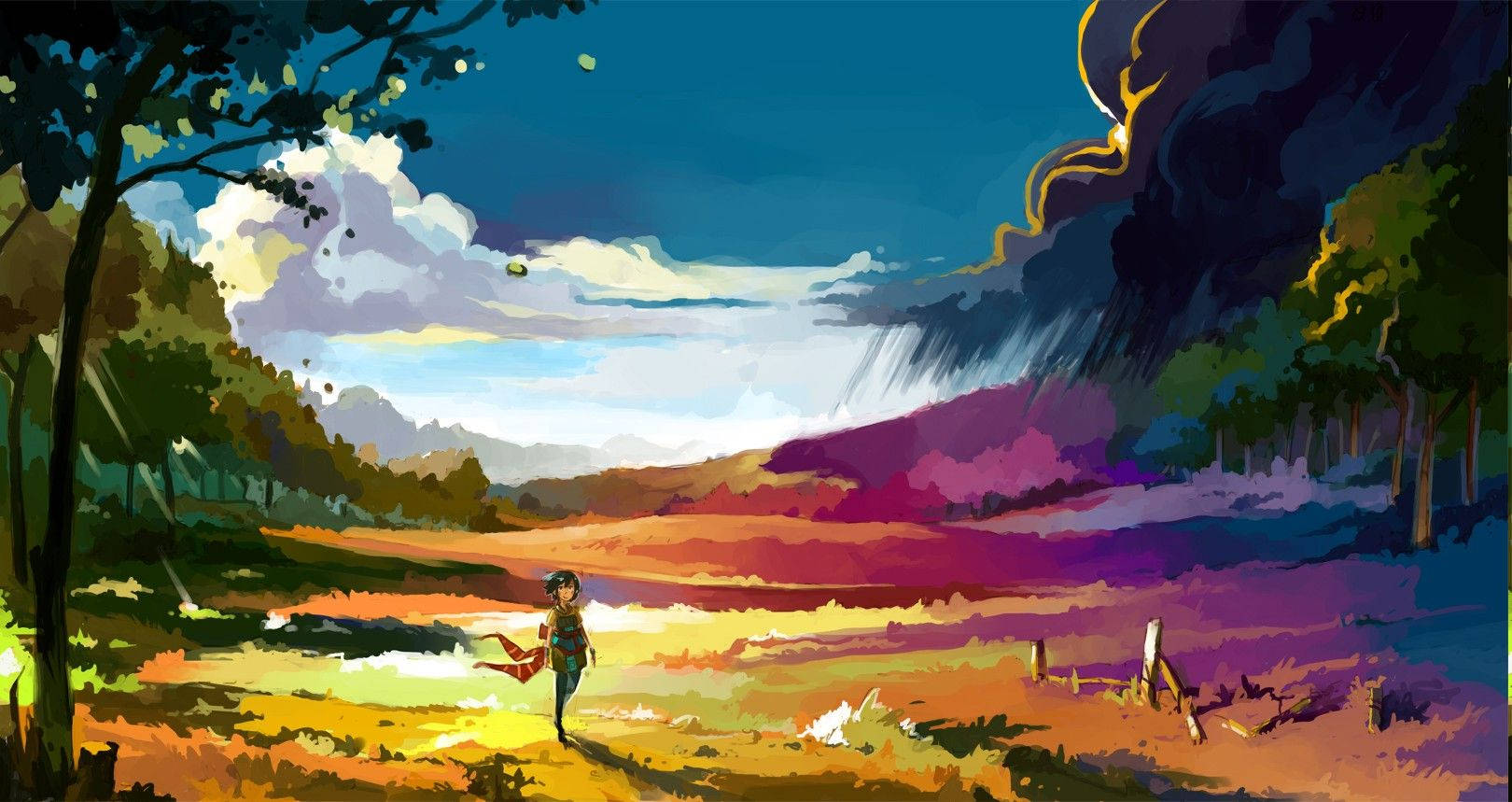 화려한 초원 애니메이션 풍경 배경화면