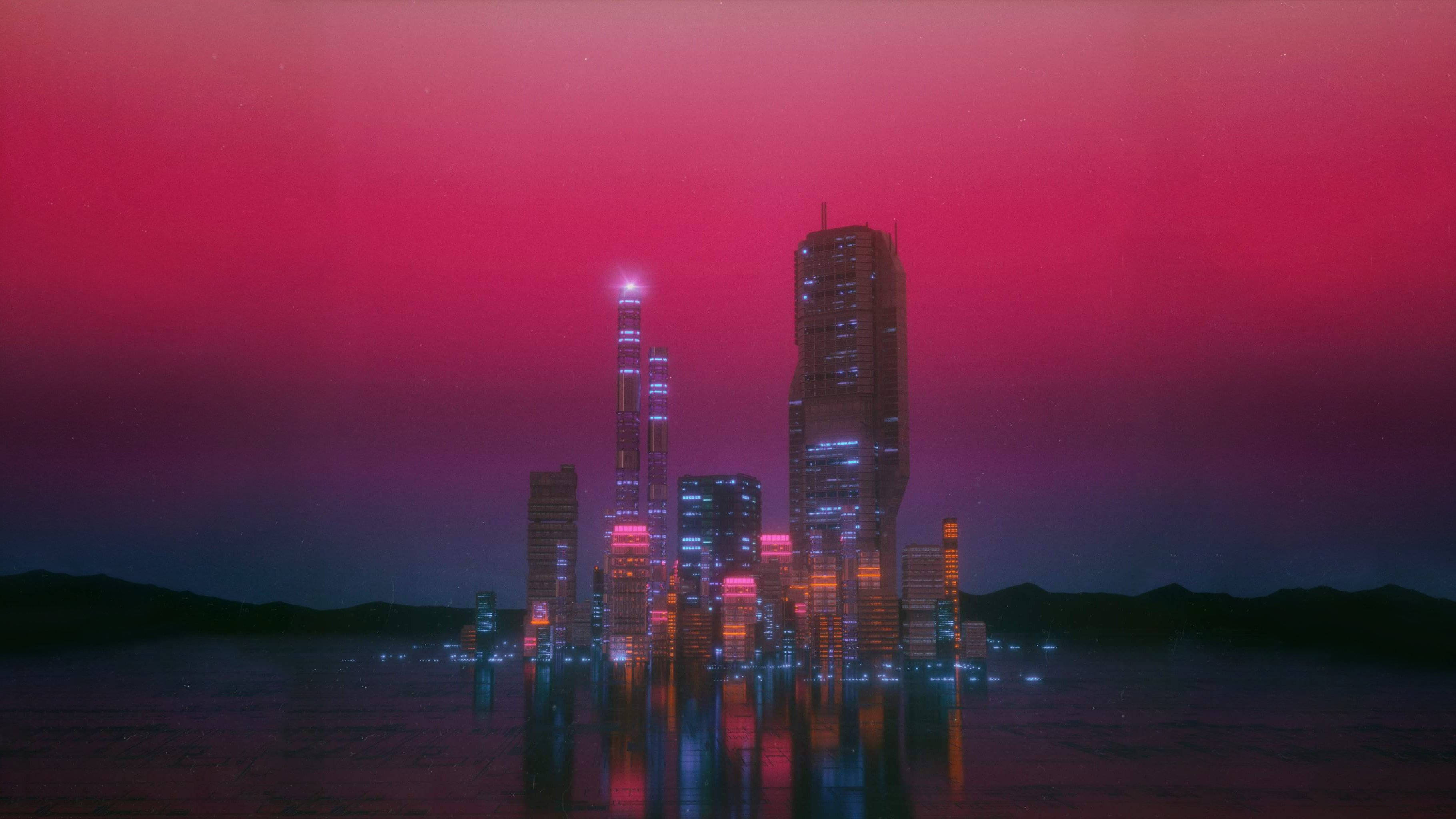 활기찬 네온 도시 배경화면