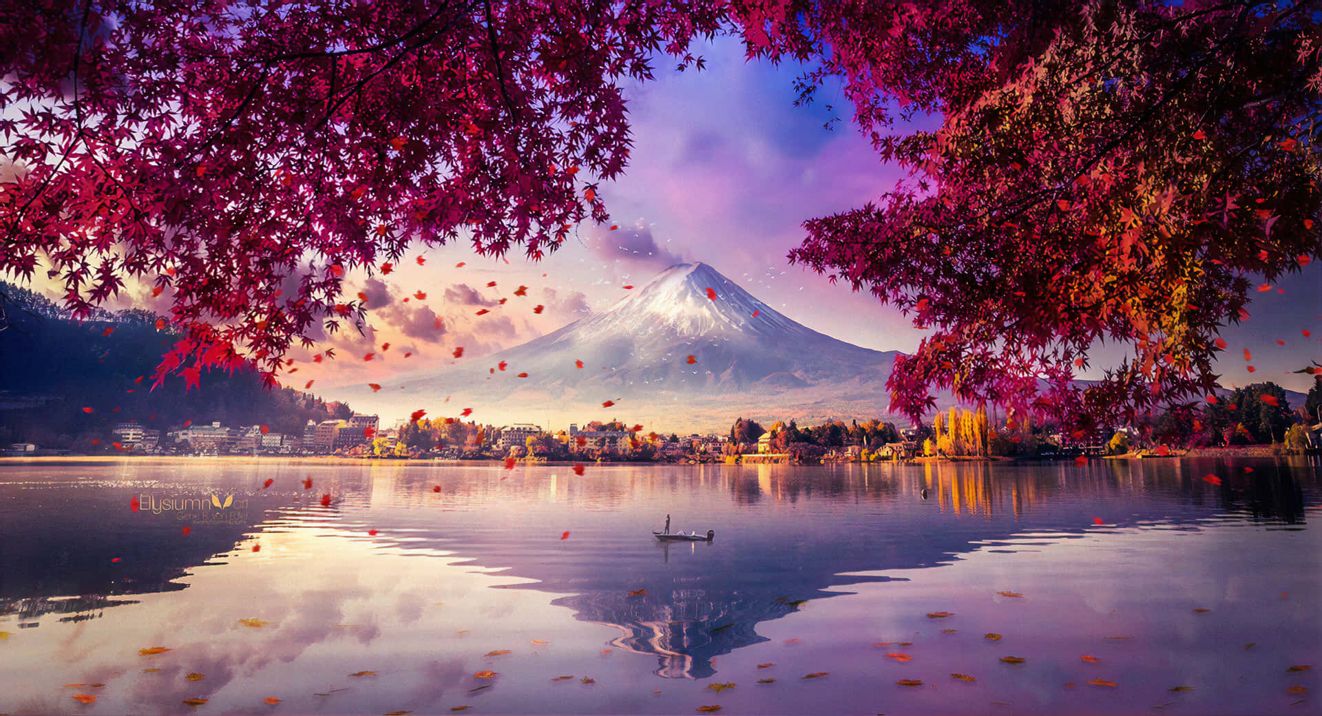후지산 호수 4K 배경화면