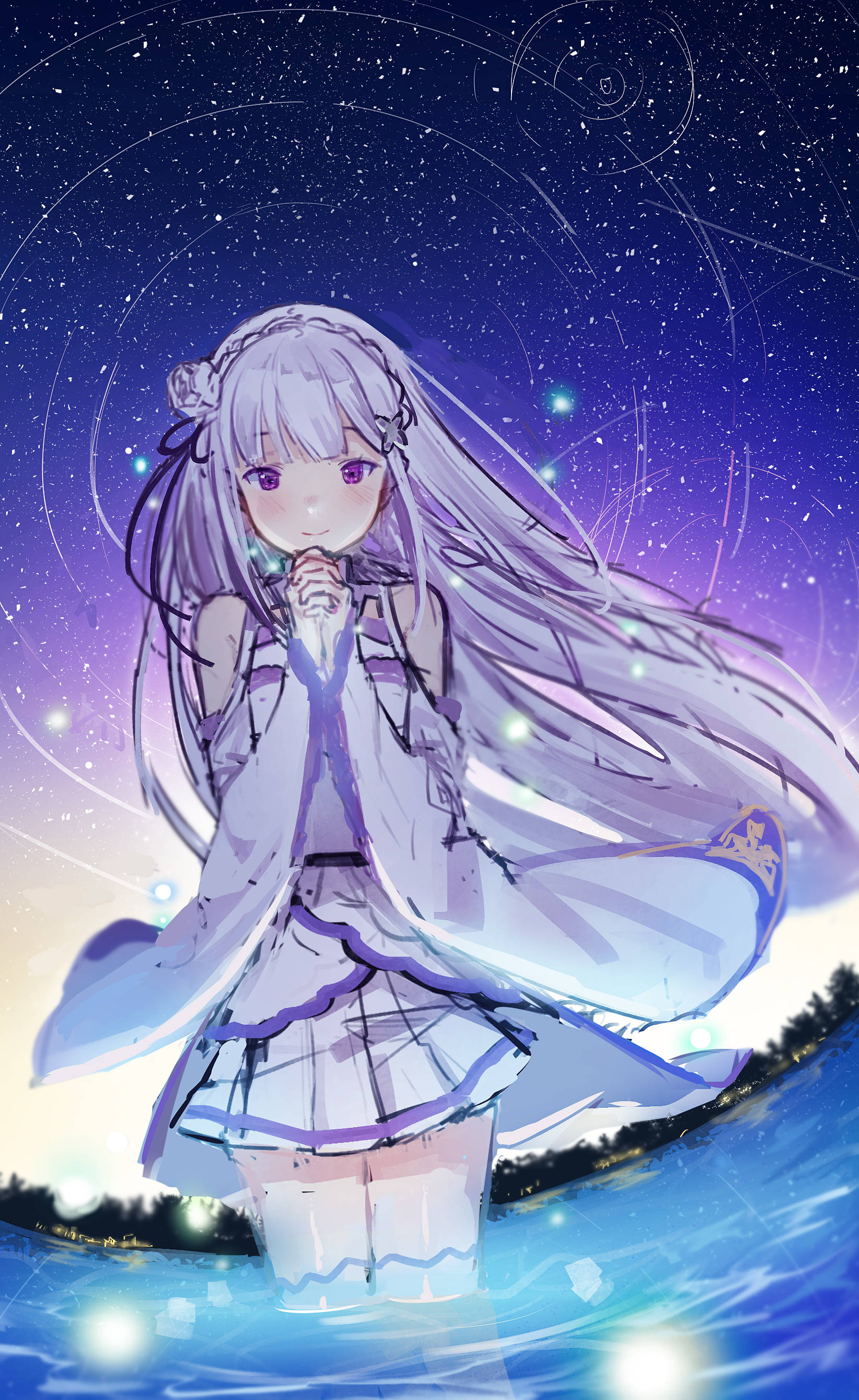 흰 드레스를 입은 파스텔 고스 소녀 배경화면