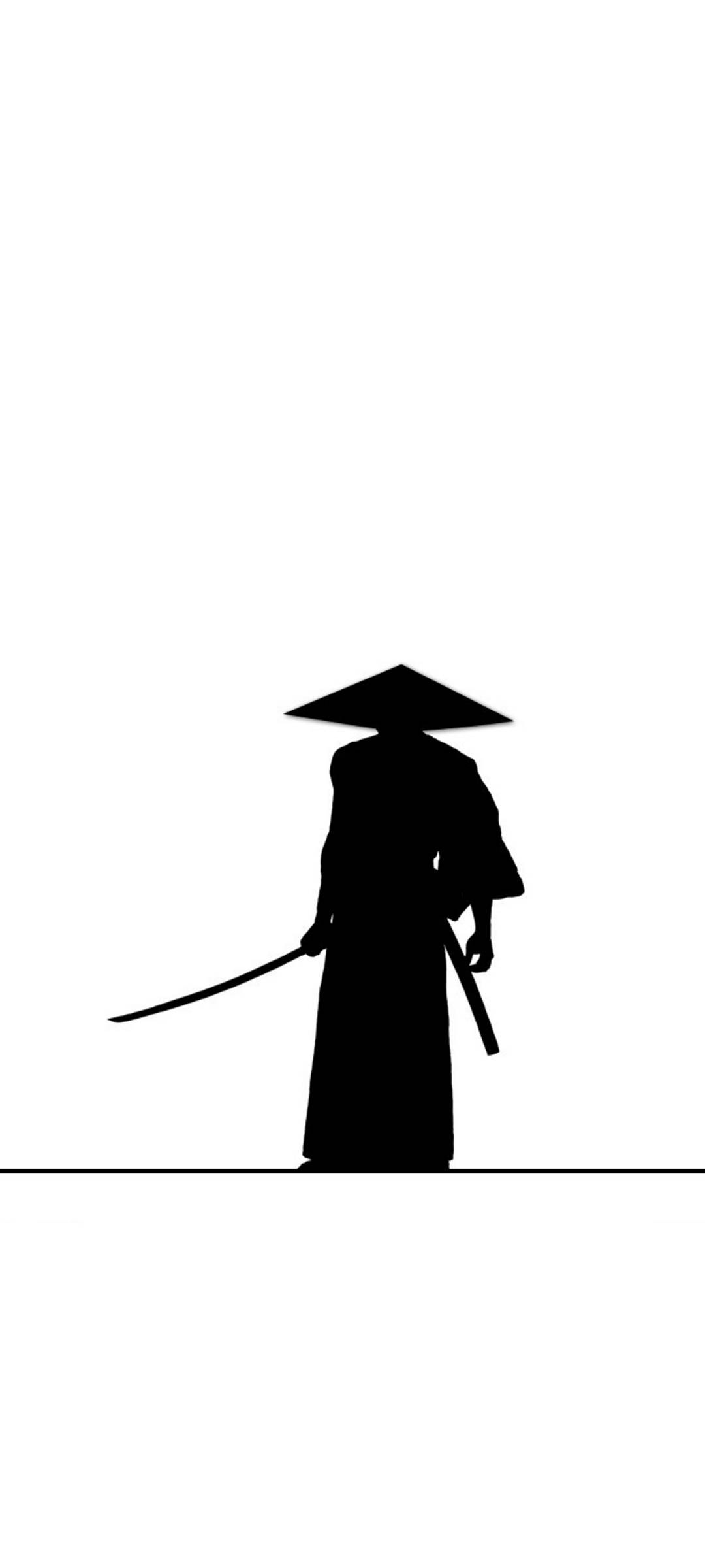 흰색 사무라이 실루엣 아이폰 배경화면