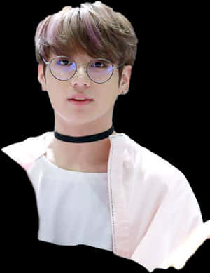 B T S 멤버 안경과 초커