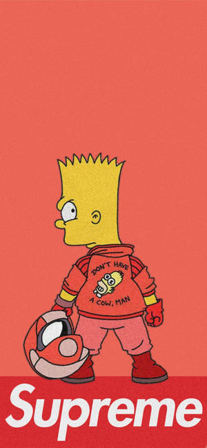 Bart Simpson Orange Supreme — 아이폰 13 프로 배경화면