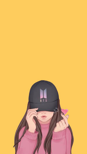 BTS 모자를 쓴 귀여운 여성