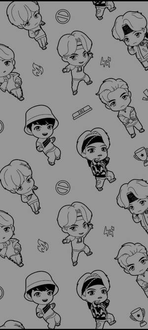 BTS 타이니탄 라인 드로잉 배경화면 — POCO C71 배경화면