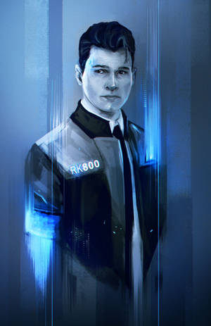 Detroit Become Human의 Connor 회색조 아트 배경화면 — Honor MagicPad 3 Pro 12.3 배경화면