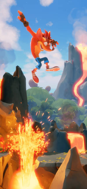 Crash Bandicoot 용암 배경화면 — 아이폰 17 프로 배경화면