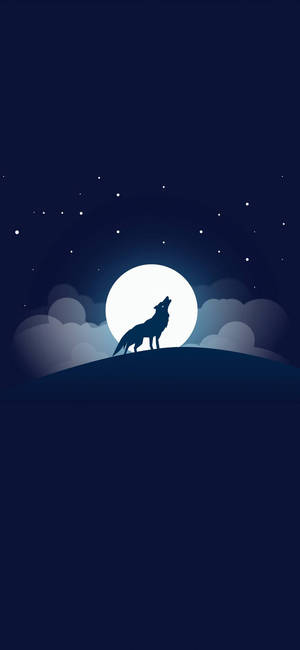 Cute Wolf Full Moon Vector — 아이폰 16e 배경화면