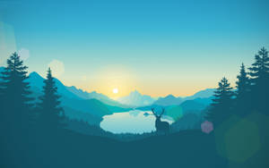 MacBook Pro 배경화면을 위한 연못 근처 사슴이 있는 Firewatch. — 맥북 프로 배경화면