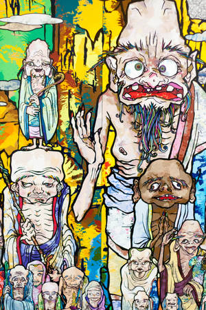 Takashi Murakami 노인들 4K — 샤오미 패드 9 프로 맥스 배경화면