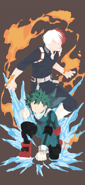 Todobakudeku Izuku와 Shoto 아트 배경화면 — 아이폰 15 프로 배경화면