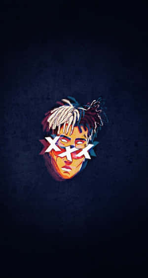 XXXTentacion Bad 글리치 효과 — 진한 파랑 배경화면