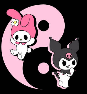 Yin yang Kuromi and Melody wallpaper — Oppo Find N 배경화면