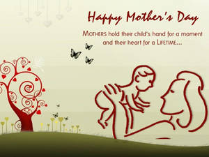 어머니가 아기를 안고 있는 디지털 아트 포스터의 어머니날 배경화면, "Happy Mother's Day"라는 문구 포함 — 4:3 배경화면