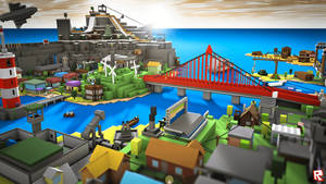 Roblox 비디오 게임 속 마을 건축물의 멋진 3D 배경화면