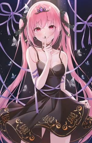 검은 드레스를 입은 귀여운 애니 소녀 벽지 — Honor MagicPad 3 Pro 12.3 배경화면