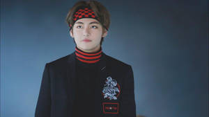 귀여운 BTS V 블랙 앤 레드 — 귀여운 방탄소년단 배경화면