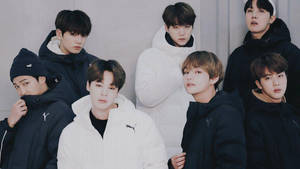 귀여운 두꺼운 재킷 입은 BTS