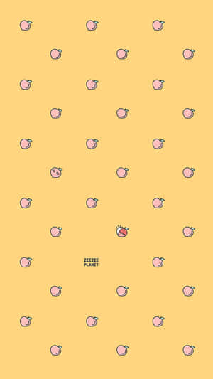 귀여운 파스텔 노란색 복숭아 과일 패턴 — 파스텔 옐로우 배경화면